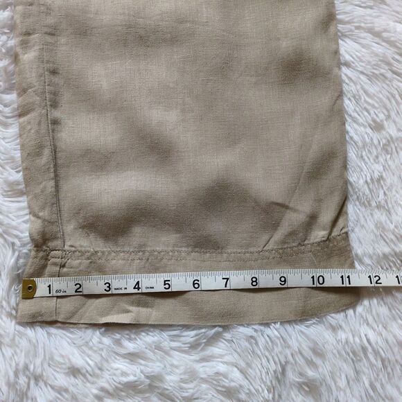 LRL Ralph Lauren 100% Linen Wide Leg Pants Beige Tan Casual Preppy Womens 8 - Picture 8 of 13